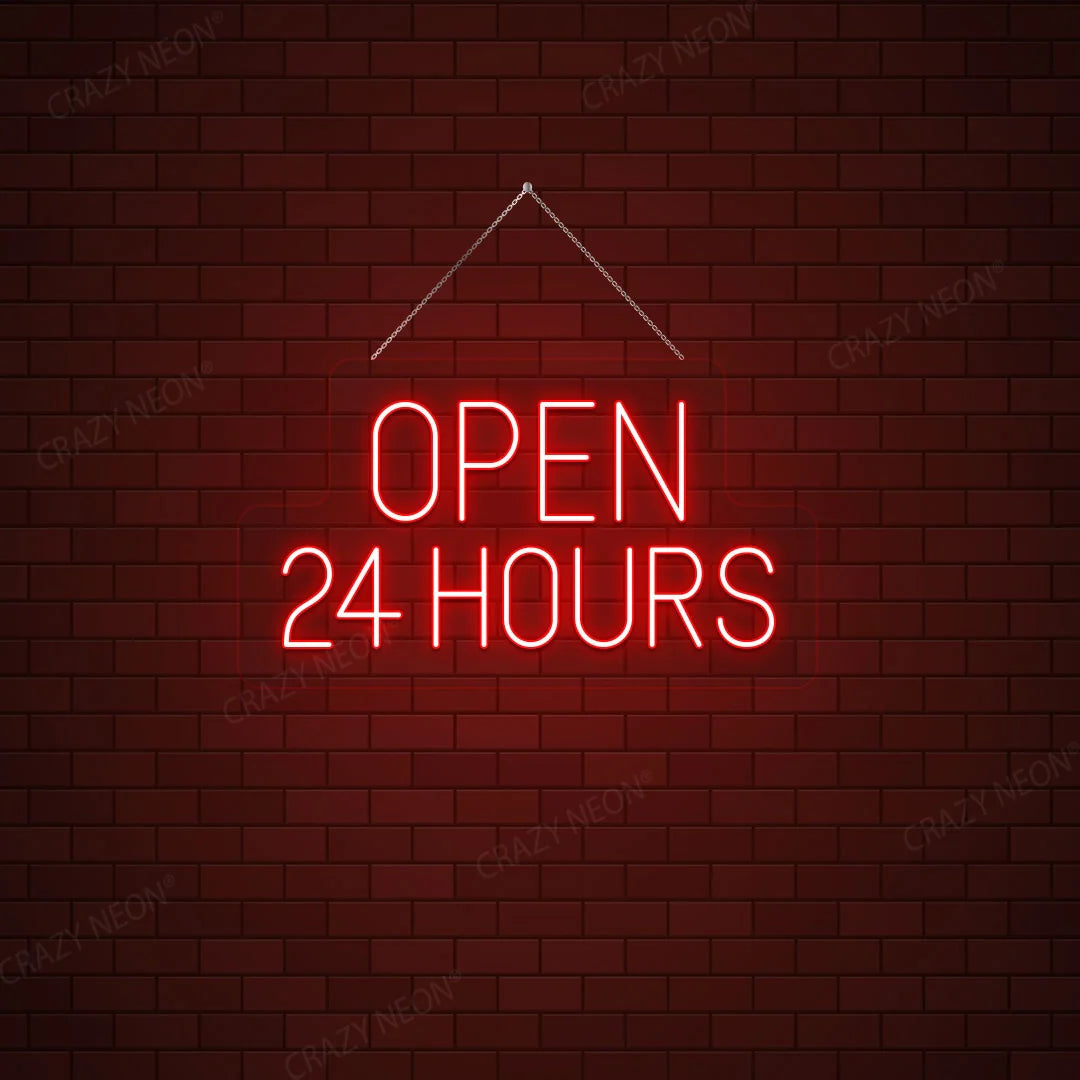 open 24 hours sign LED wall light for restaurant or café storefront