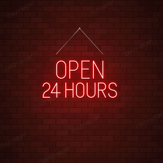 open 24 hours sign LED wall light for restaurant or café storefront