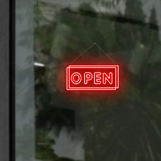 two line framed open neon sign LED wall light for shop or café entrance