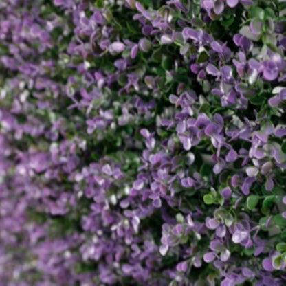 Artificial purple lavender foliage wall panel measuring 40 by 40 inches