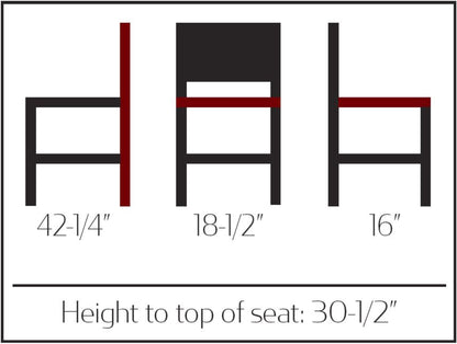 Black synthetic wicker outdoor barstool with 1.8mm aluminum frame and non-marring glides with dimensions