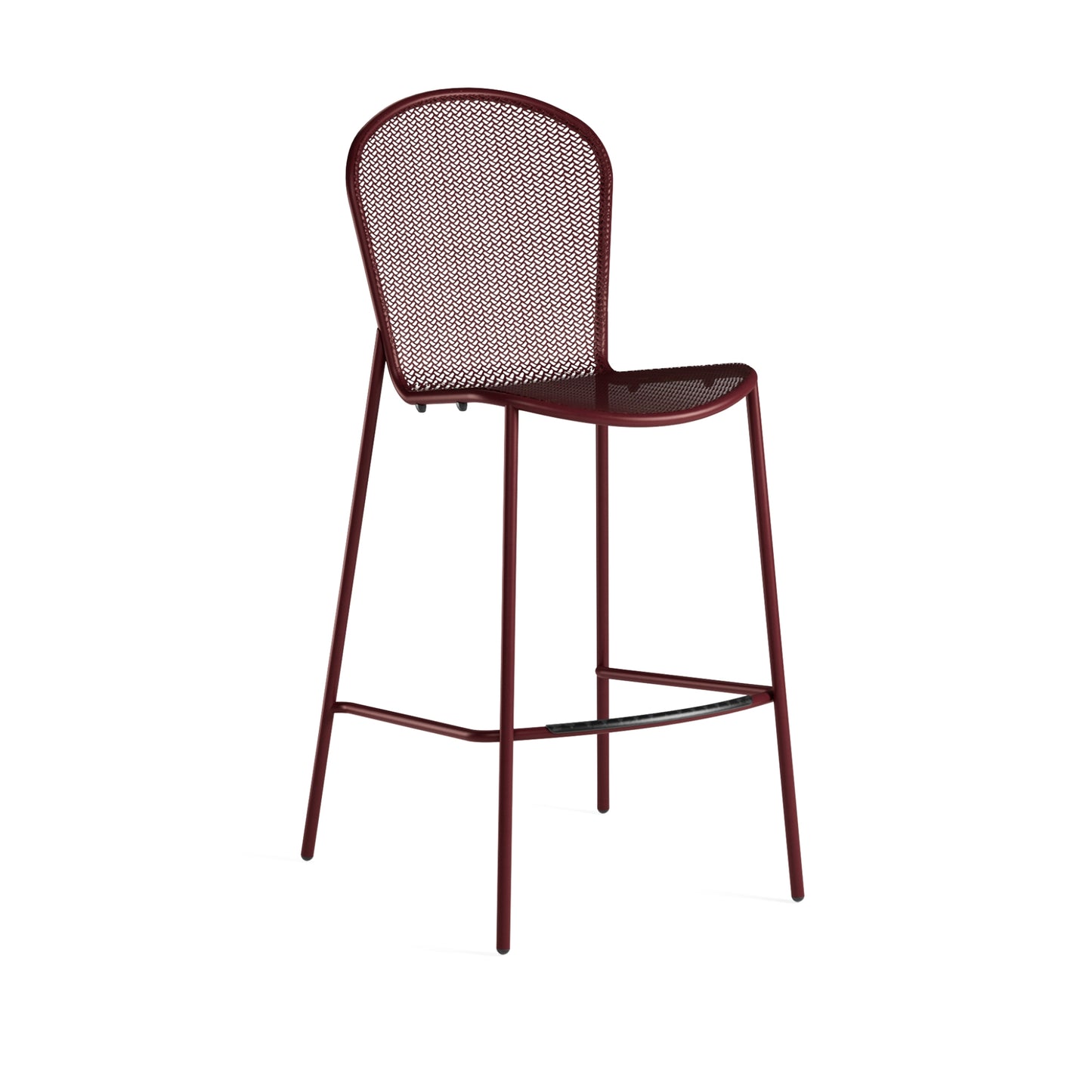 Intense red Emu Ronda 2.0 Bar E460 barstool with powder-coated steel mesh design