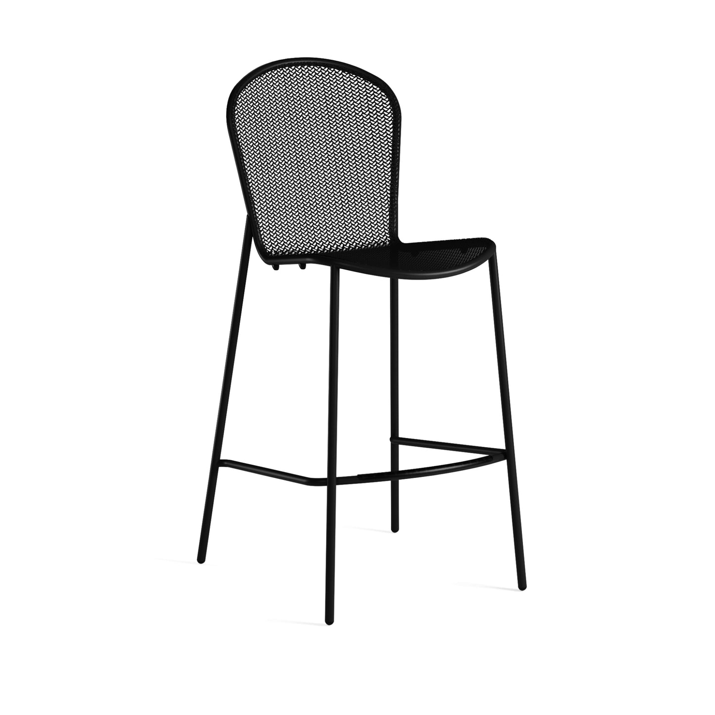 Emu Ronda 2.0 Bar E460 barstool in iron finish with steel mesh seat and tubular steel frame