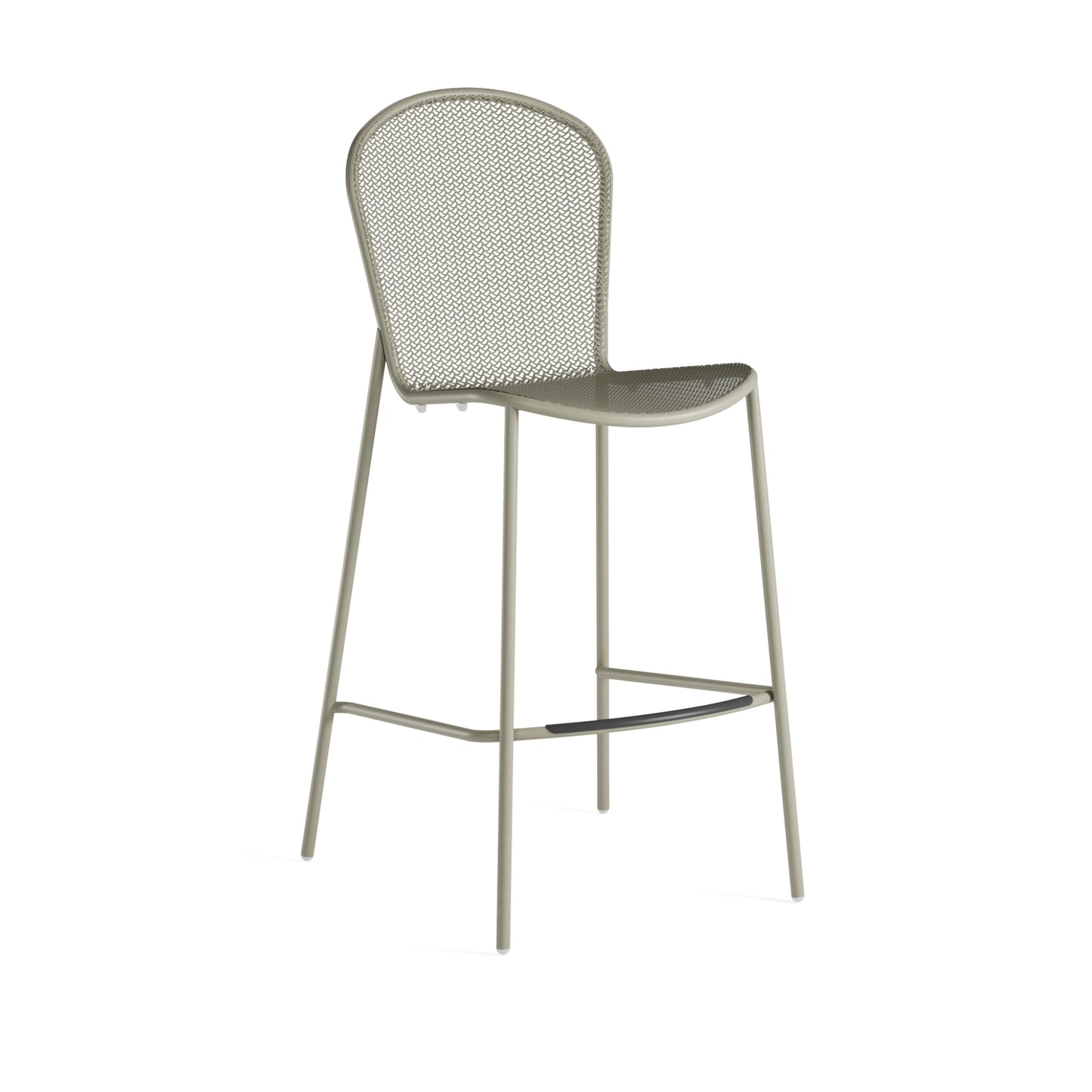 Moss grey Emu Ronda 2.0 Bar E460 bar-height stool with extended mesh steel back and seat