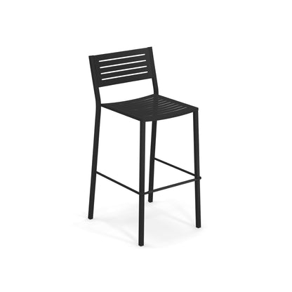 Black Emu Segno Bar E264 bar-height steel stool with slatted seat and backrest
