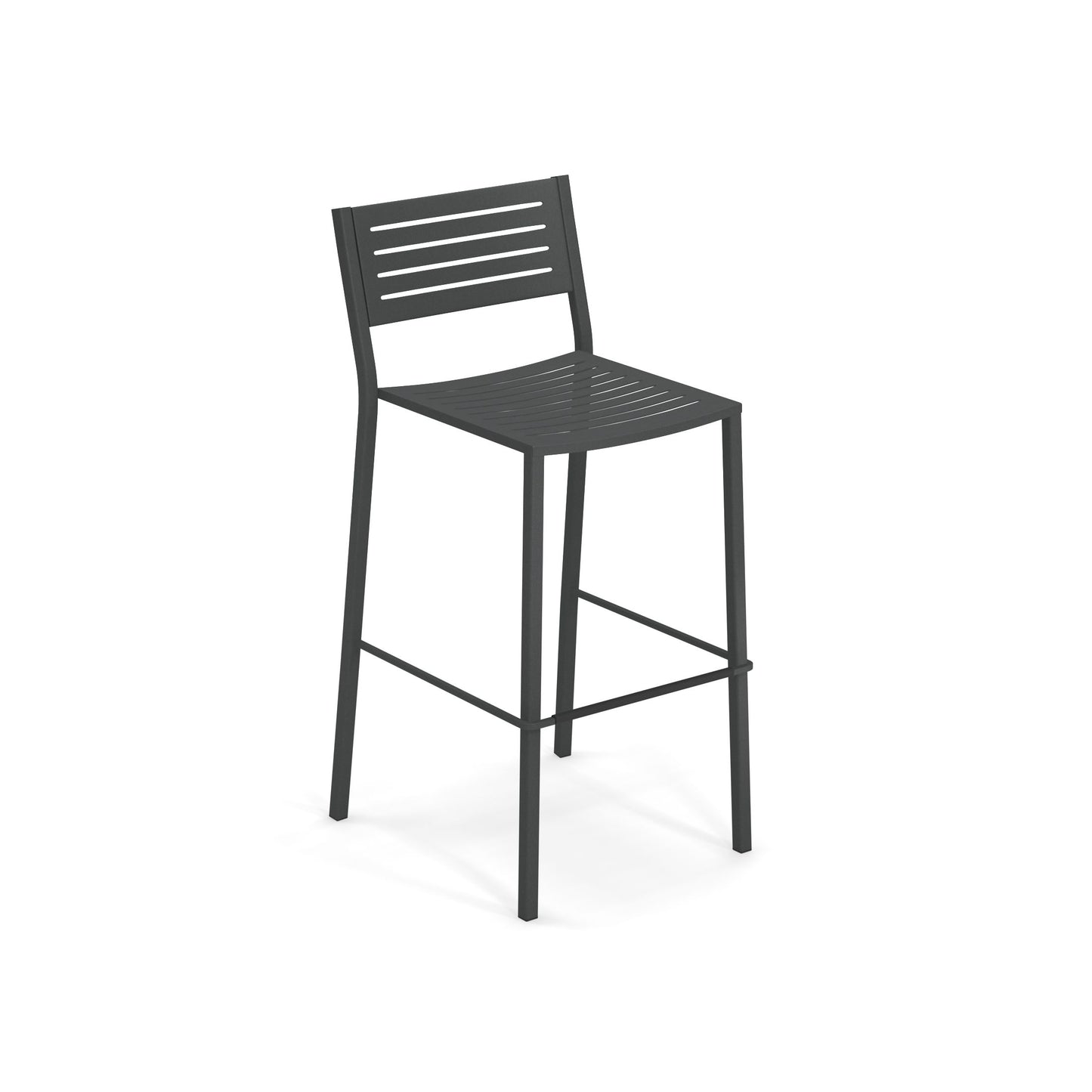 Emu Segno Bar E264 barstool in iron finish with slatted steel seat and back