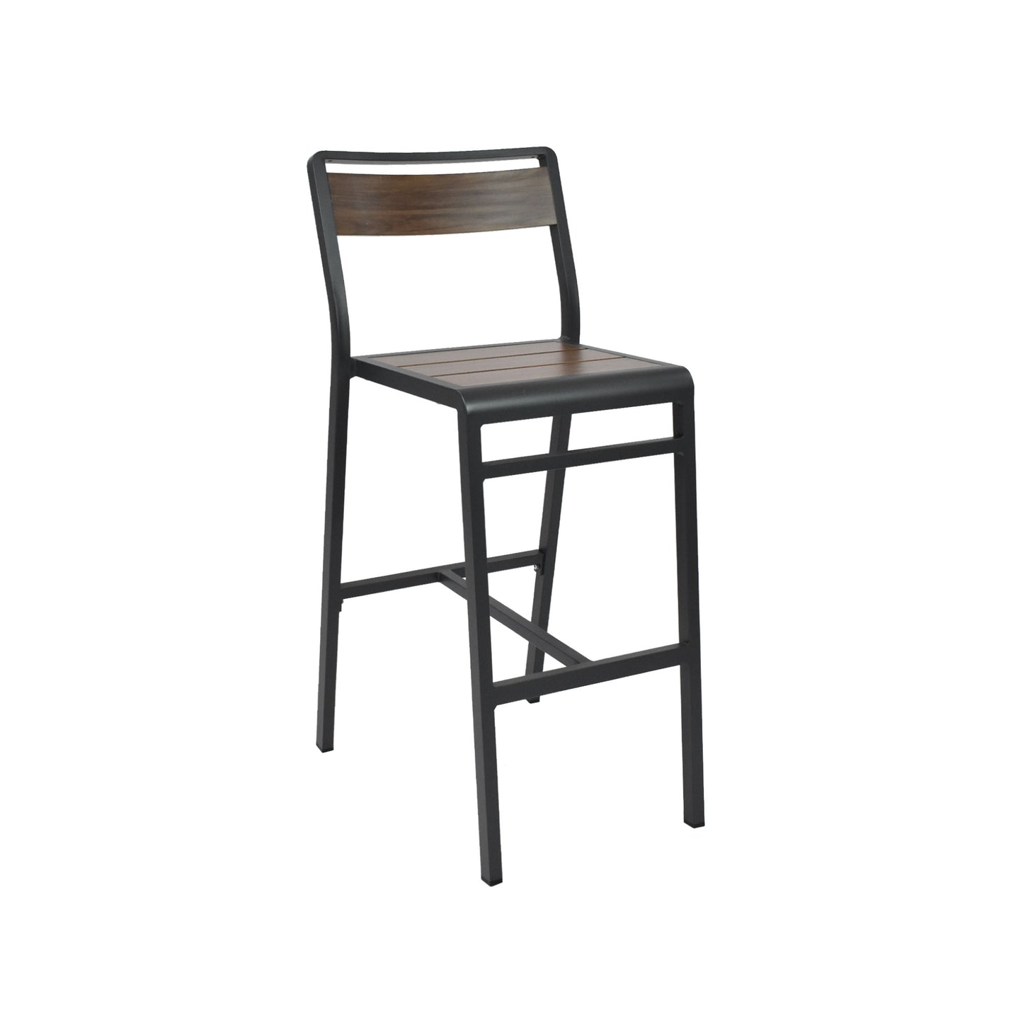 Walnut Emu Sid Bar AB1220 barstool with slatted aluminum seat and back