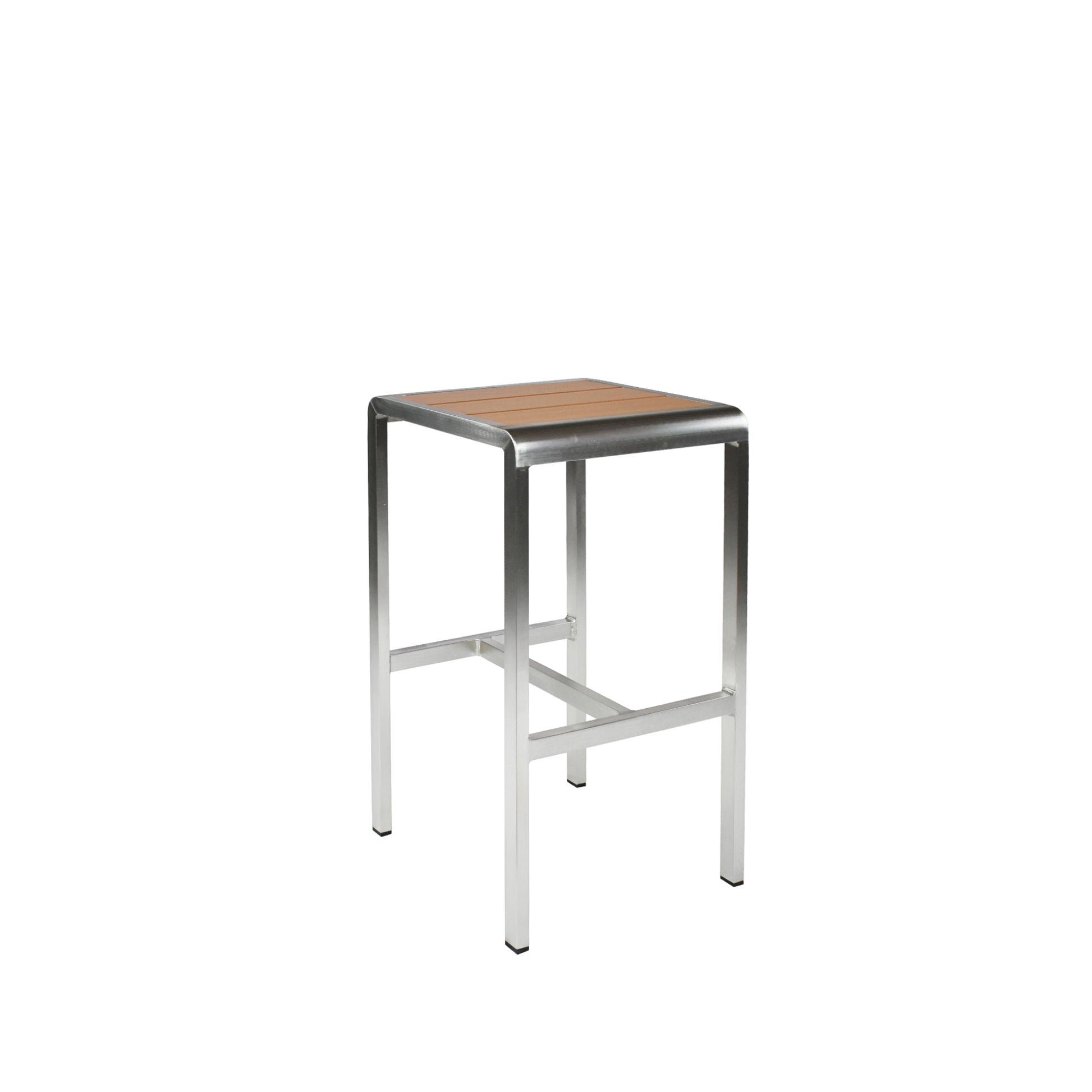 Emu Sid Bar AB1221 backless barstool in oak finish with brushed aluminum slatted seat