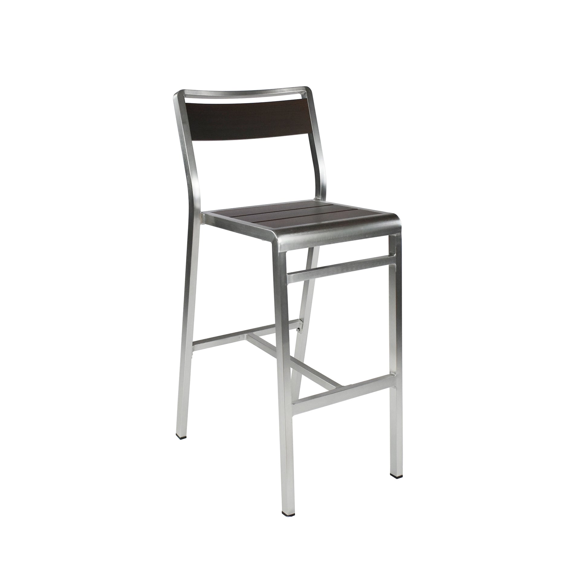 Wenge Emu Sid Bar AB1221 backless bar-height aluminum stool with slatted design