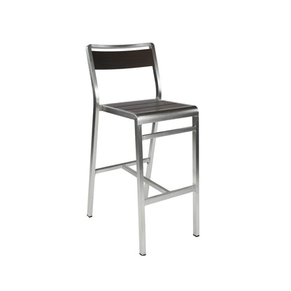 Wenge Emu Sid Bar AB1221 backless bar-height aluminum stool with slatted design