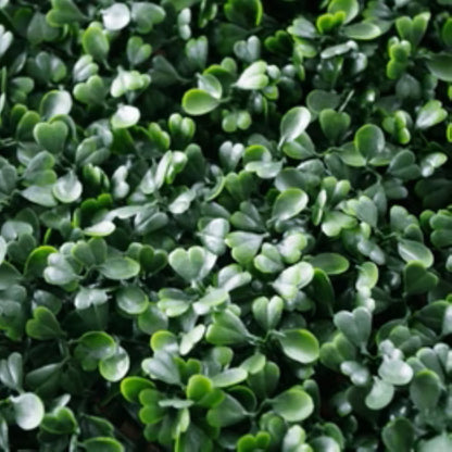 UV-resistant faux boxwood hedge panels zoom foliage view