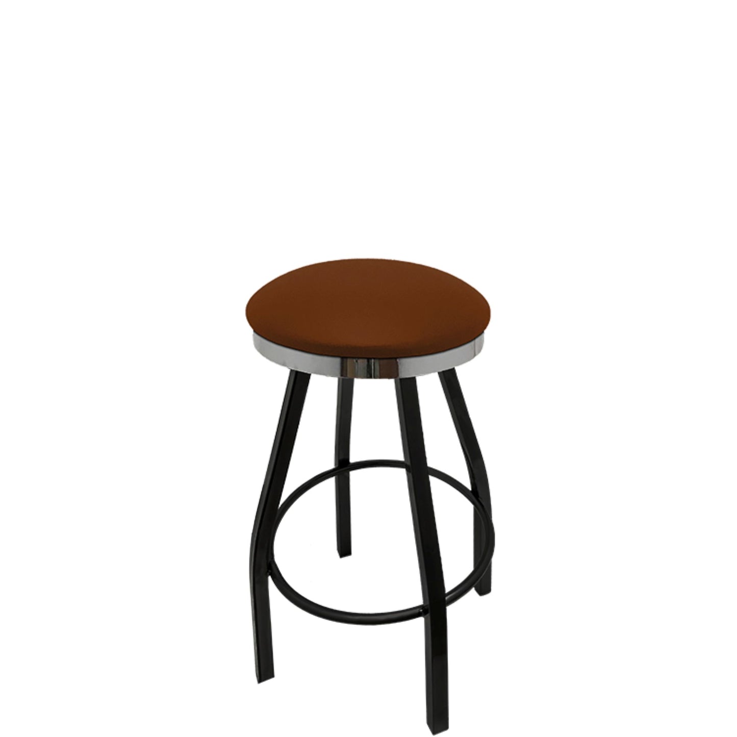 Slimline button top barstool with chrome swivel frame and chestnut vinyl seat
