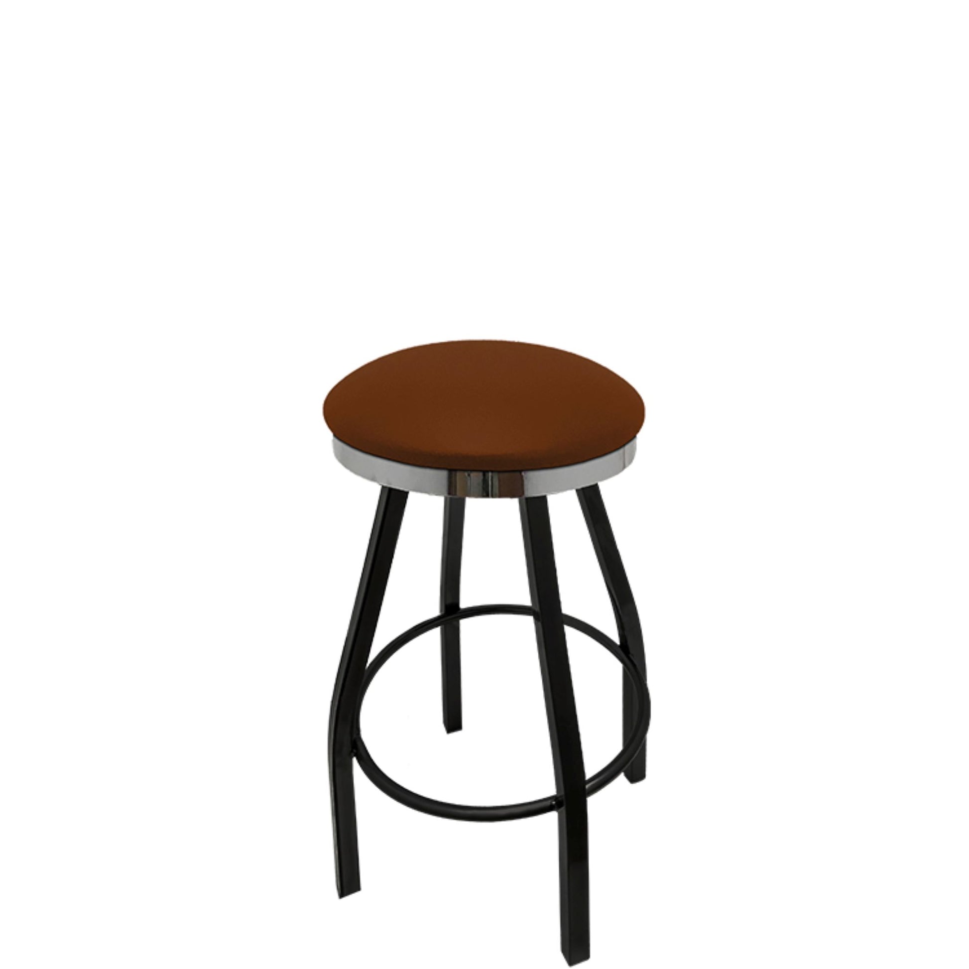 Slimline button top barstool with chrome swivel frame and chestnut vinyl seat