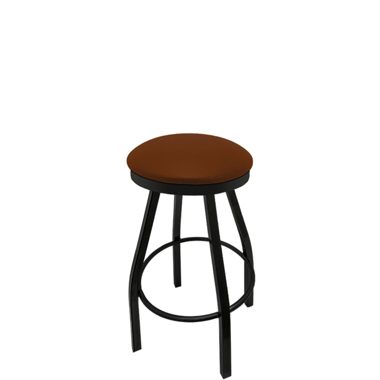 Slimline button top barstool with black swivel frame and chestnut vinyl seat