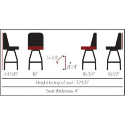 Standard Bucket Barstool with Black Swivel Frame – Commercial Vinyl Seat, Heavy-Duty Steel Construction