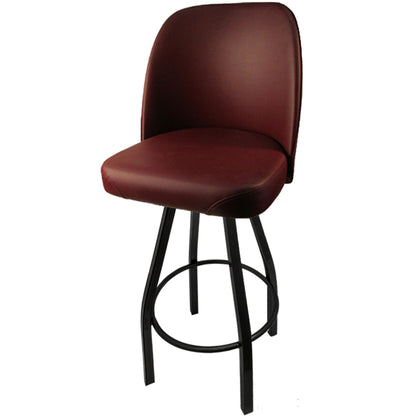 Standard bucket barstool with black swivel frame and wine vinyl seat
