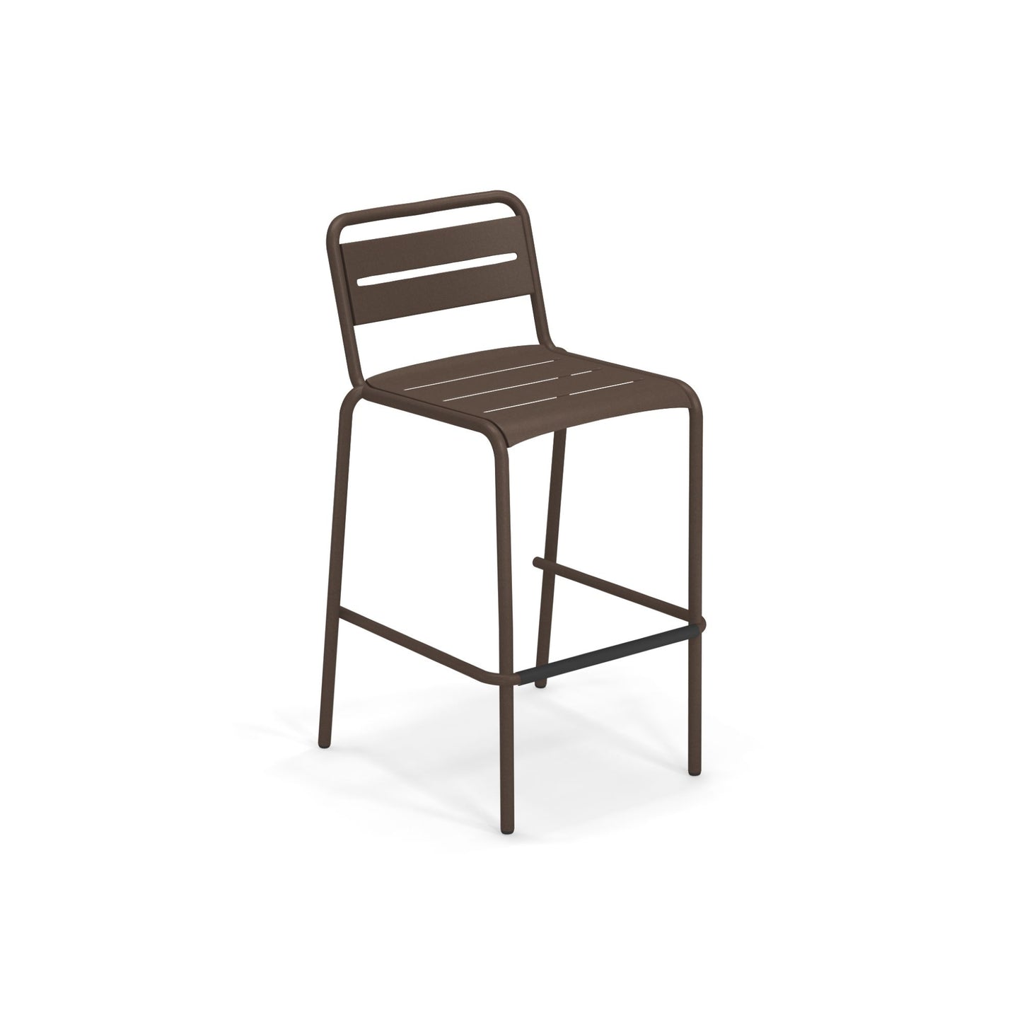 Bronze Emu Star Bar E164N stacking steel barstool with slatted seat and back
