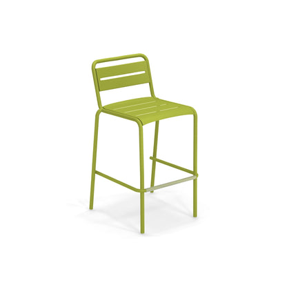 Green Emu Star Bar E164N steel barstool with slatted seat and powder-coated frame
