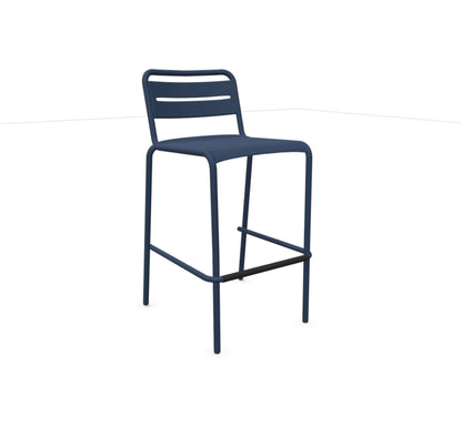 Sapphire blue Emu Star Bar E164N steel barstool with slatted seat and contemporary design