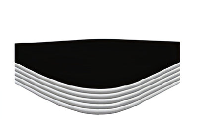 Close-up of retro silver T-mold edge on 1 1/4-inch thick laminate restaurant table top