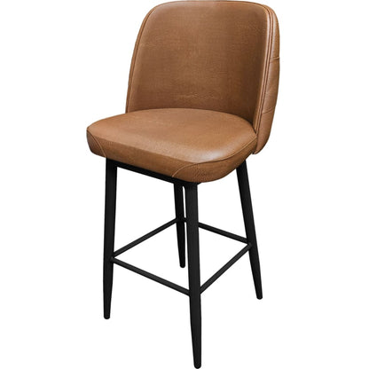 Amata barstool with tufted bucket, black frame and buckskin upholstered seat