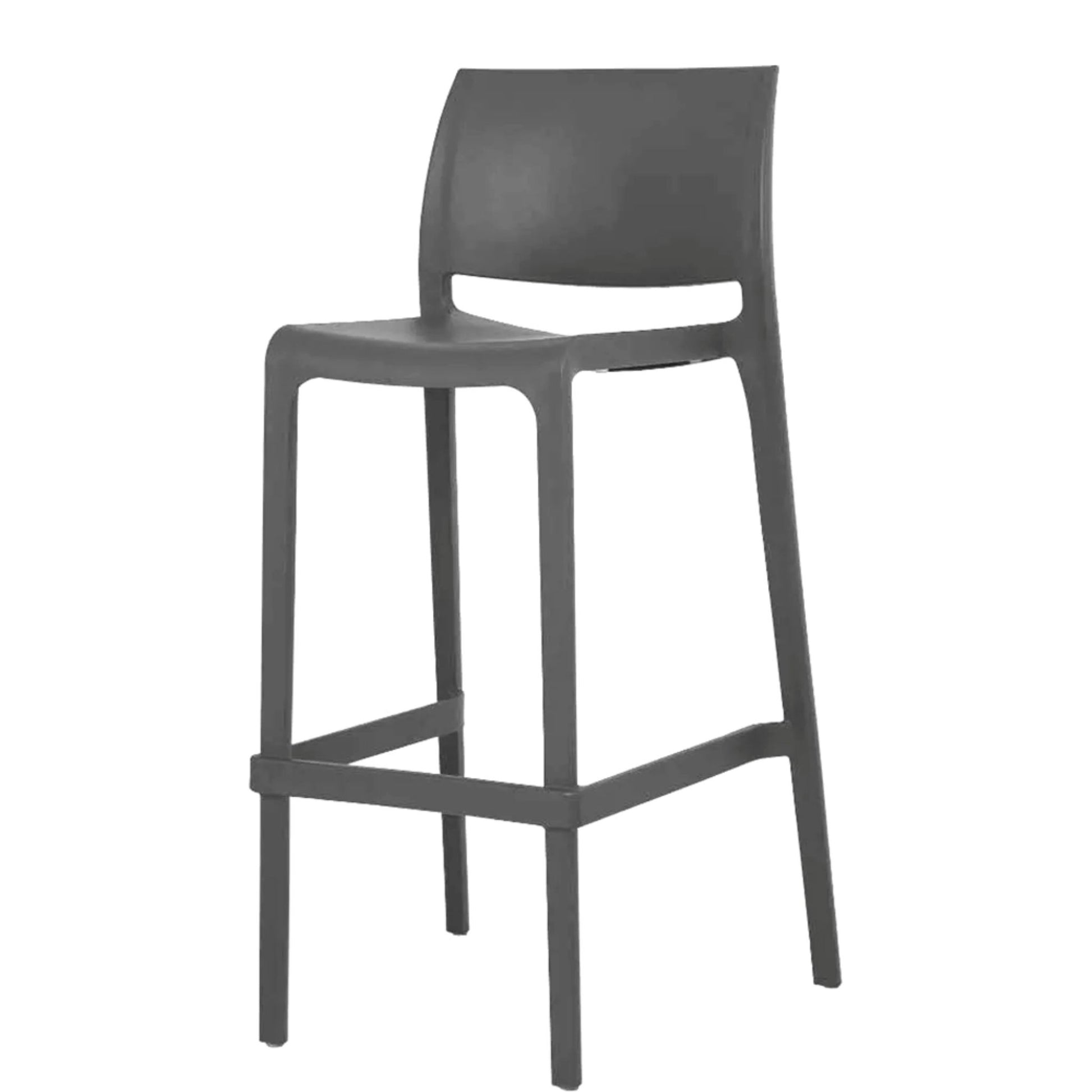 Teton outdoor barstool in iron gray with all-weather polypropylene resin construction