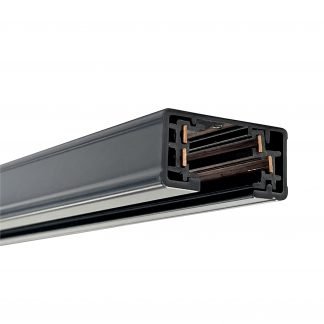 Two circuit track system features an
extruded aluminum channel, push-in
connectors, a full-length ground
conductor, and dead end caps.
Specify White or black<br>
4’L $37.00<br>
8’L $61.00<br>