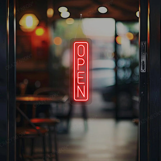 vertical open neon sign LED wall light for storefront or restaurant décor