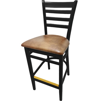Black stain wooden barstool with buckskin vinyl seat for cafés, bars, and hotel lounges