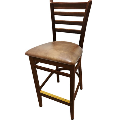 Walnut beechwood barstool with buckskin vinyl seat for café and bar interiors