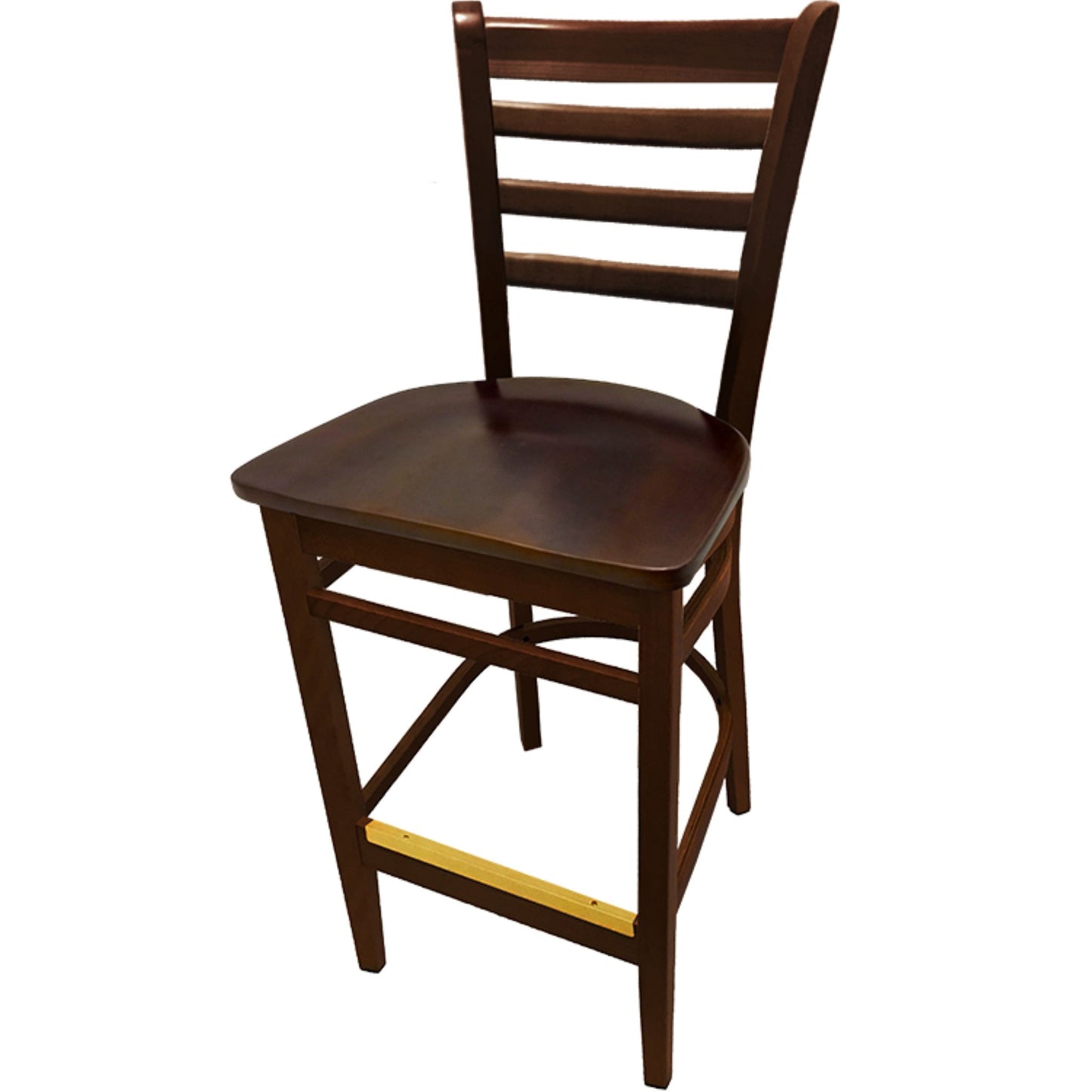 Walnut ladderback barstool with walnut wood seat.