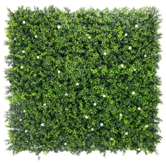 white flowering artificial boxwood panel 40x40