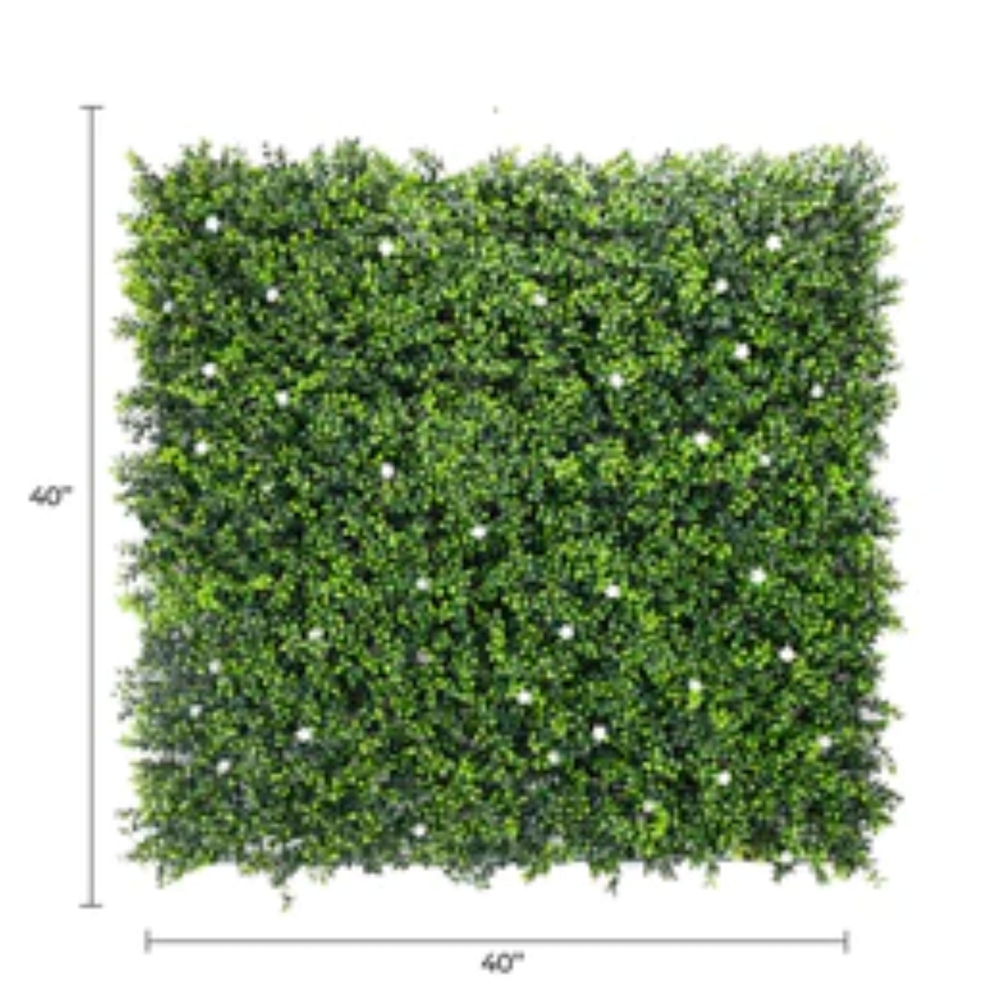 white flowering artificial boxwood panel 40x40 with Dimensions