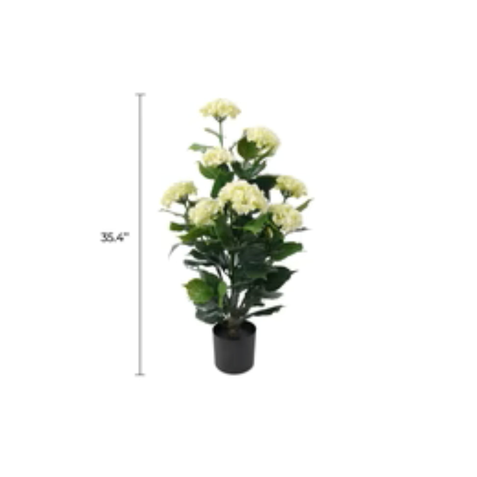 lifelike white hydrangea tree with green foliage