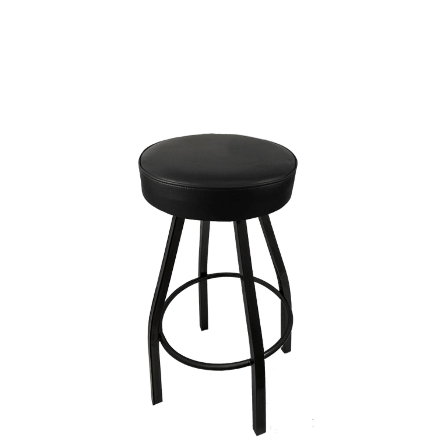 XL button top barstool with black swivel frame and black vinyl seat