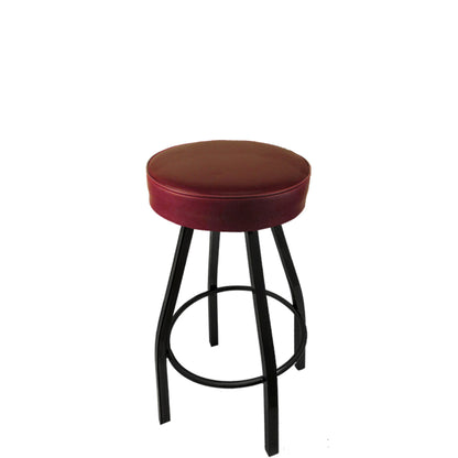 XL button top barstool with black swivel frame and wine vinyl seat