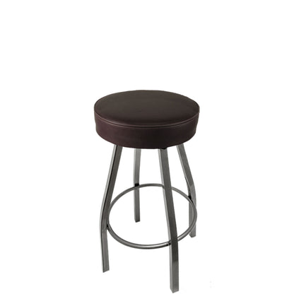 XL button top barstool with clear coat swivel frame and espresso vinyl seat