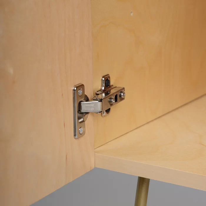 Inside view of the Alstroemeria 1 Condiment Bar by Garima Dhawan showing adjustable birch shelving for condiments, utensils, or beverage storage in hospitality environments