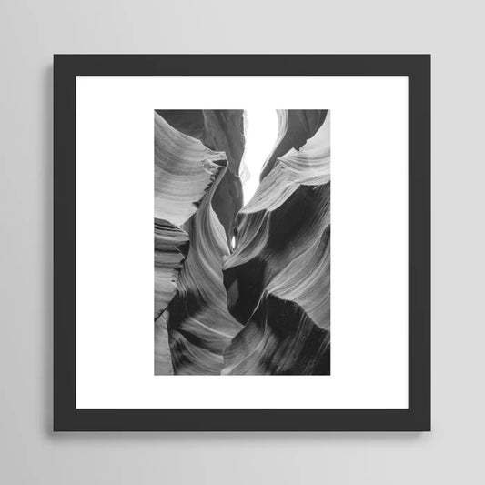 ANTELOPE CANYON XXIII Arizona Desert Art Print by Nicole Alexandria Prints framed in black hardwood, showcasing warm canyon tones perfect for modern restaurants, boutique hotels, and cafés.