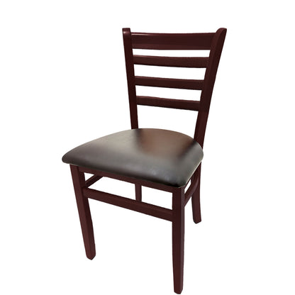 Beech wood side chair with mahogany stained frame and espresso vinyl seat. Commercial-grade construction and smooth finish for dining environments.

Red Vinyl Seat