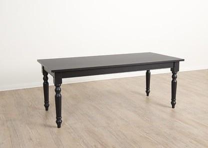 Black finish color option featuring a clean, matte painted surface used for wooden retail display tables