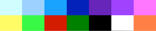 Color swatch with various colors arranged in a grid.