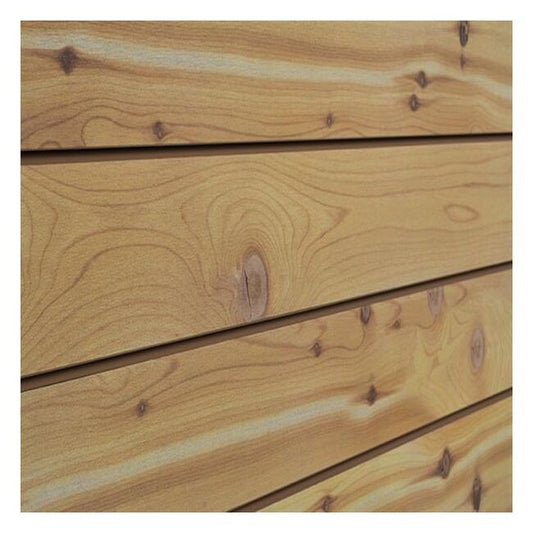 Natural cedar wall panel measuring 24 inches by 96 inches with warm wood grain and light natural tones