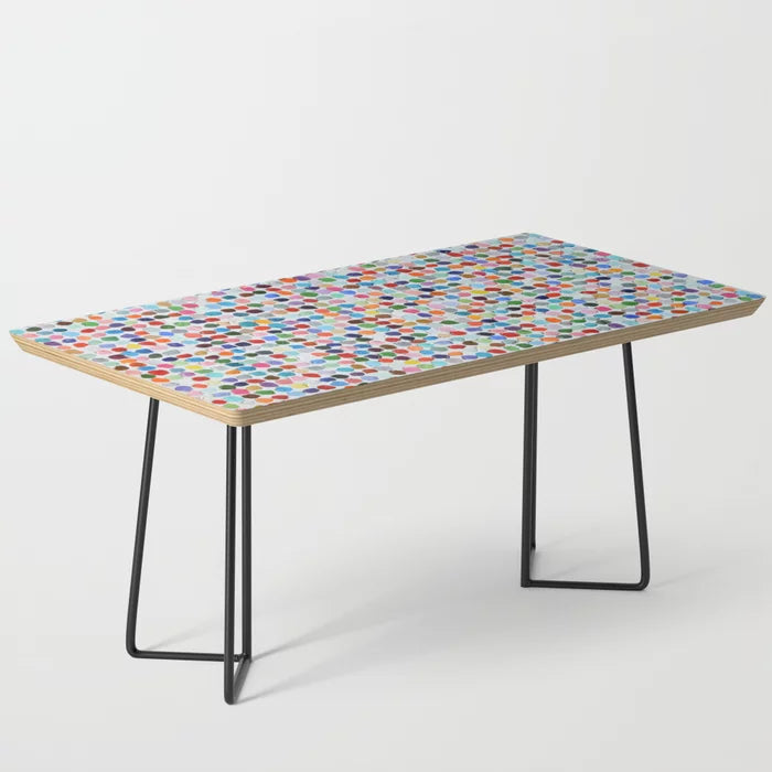 Colossal Polka Daubs Coffee Table by Ann Marie Coolick with black steel legs – bold abstract art-inspired furniture perfect for restaurant lounges, boutique hotels, and modern cafés