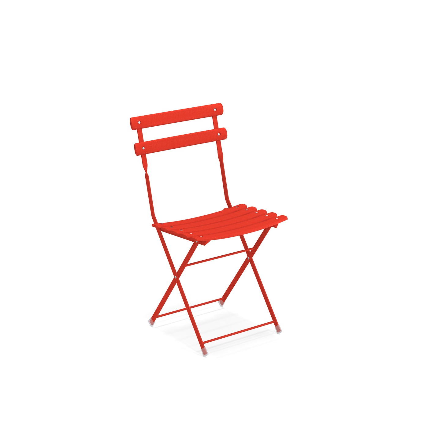Emu Arc en Ciel E314 intense red finish folding chair crafted from powder-coated steel with a modern, compact folding design.