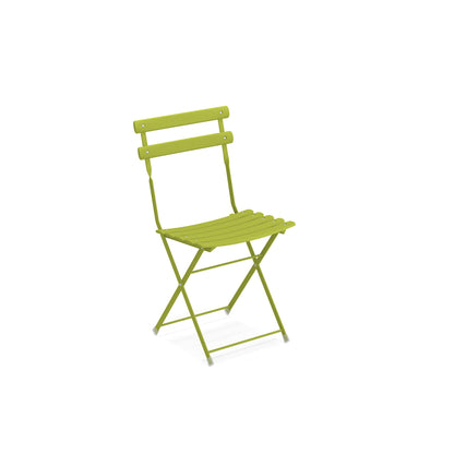 Emu Arc en Ciel E314 folding chair in classic green finish, crafted with weather-resistant powder-coated steel for long-lasting outdoor use.