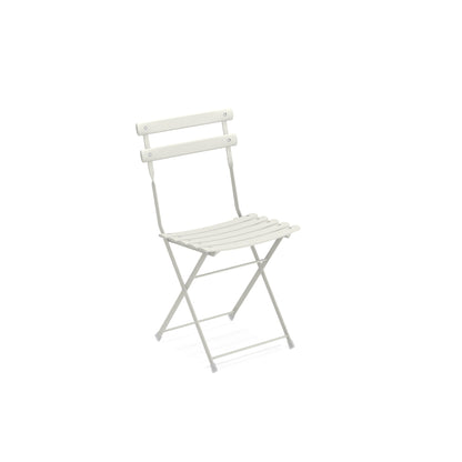 Emu Arc en Ciel E314 white powder-coated steel folding chair designed for both indoor and outdoor spaces with a clean, modern style.