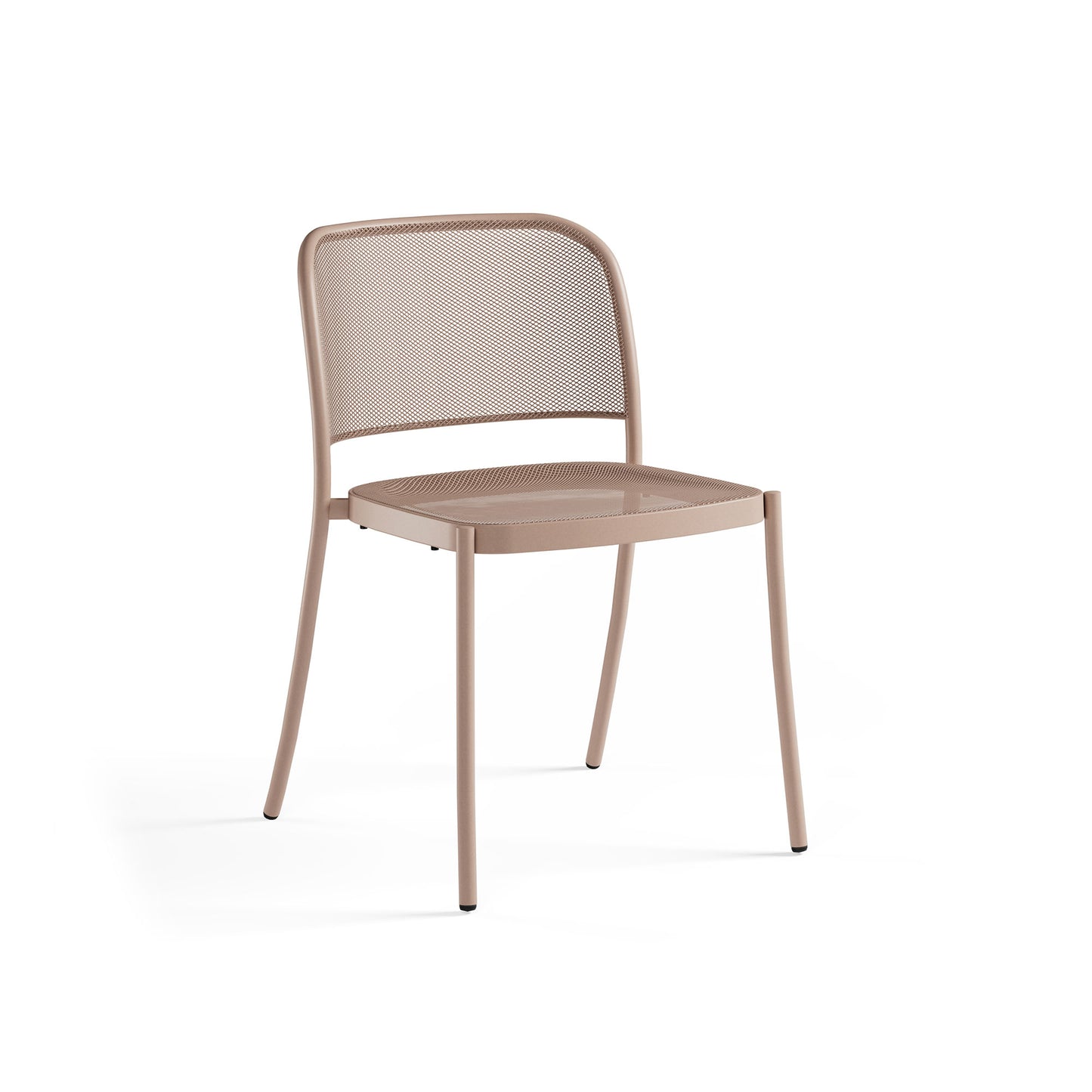 Emu Café E556 stacking steel chair in magnolia pink finish, perfect for stylish outdoor patios, restaurants, and bistro seating.