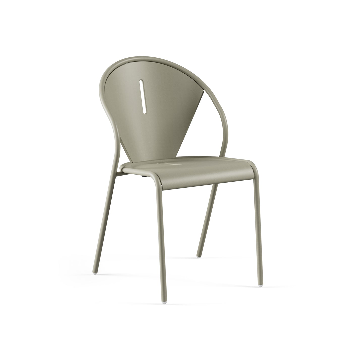 Emu Code E679 stacking café chair in moss grey finish, featuring a sturdy powder-coated steel frame and ergonomic mesh seat design.