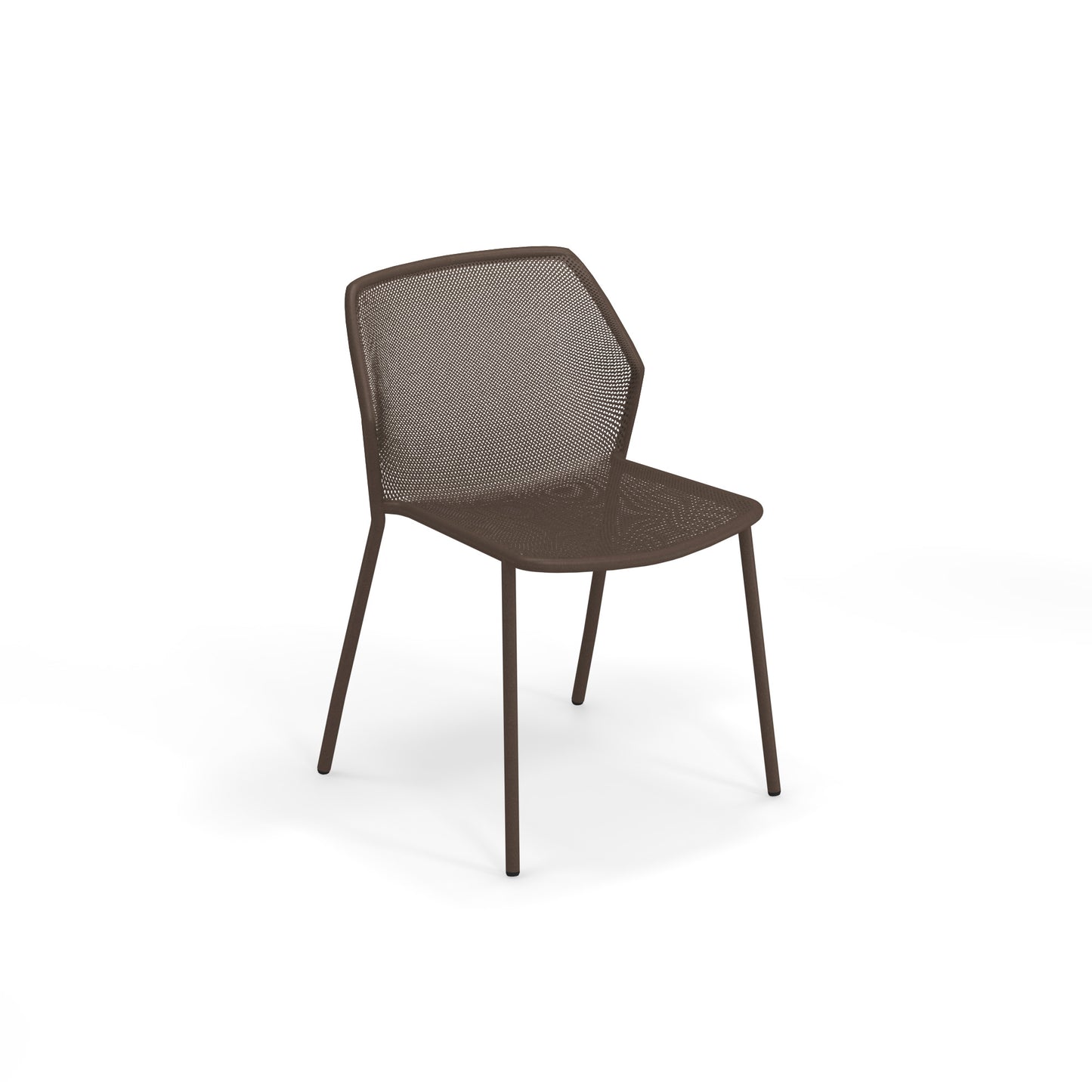 Emu Darwin E521 outdoor dining chair in bronze finish, featuring tubular steel frame and extended mesh seat for long-lasting comfort.